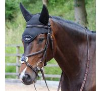Protechmasta Airmesh Fly Veil with Soundproof Ears - Ceramic Infused FIR Lining, Breathable & Lightweight - Encourages Calm & Focus in Horses - Hook & Loop Fastening - Black - COB
