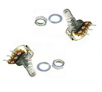 ProTechTrader 1k ohm potentiometer (2pcs) - linear taper rotary panel pot - b1k 16mm (~5/8 in) top knurled shaft adjustable variable resistor 1 kilohm (0-1000 ohms resistance)