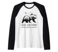 Protect Bear Save Our Parks Resist National Park Mountain Raglan Baseball Tee