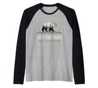 Protect Bear Save Our Parks Resist National Park Mountain Raglan Baseball Tee