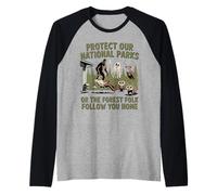 Protect National Parks or the Forest Folk Follow You Home Raglan Baseball Tee