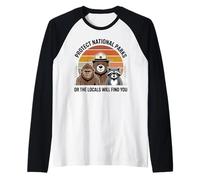 Protect National Parks Respect the Locals Funny Bigfoot Tee Raglan Baseball Tee