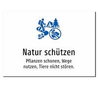 Protect Nature - Protect Plants, Use Paths, Do Not Disturb Animals - Sticker A5: 210 x 148 mm - With Graphic and Text
