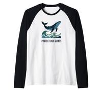Protect Our Giants Cute Blue Whale Lover Ocean Marine Life Raglan Baseball Tee