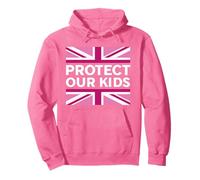 Protect Our Kids, Pink Union Jack Flag Ladies United Kingdom Pullover Hoodie