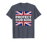 Protect Our Kids, Union Jack British Flag, United Kingdom UK T-Shirt, Men, Heather Blue, Medium