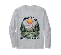 Protect Our National Parks Mountain Forest Sunset Nature Long Sleeve T-Shirt