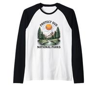 Protect Our National Parks Mountain Forest Sunset Nature Raglan Baseball Tee