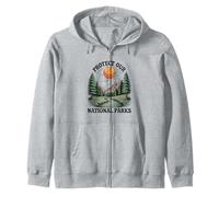 Protect Our National Parks Mountain Forest Sunset Nature Zip Hoodie