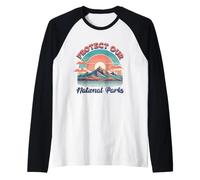Protect Our National Parks - US Resist Mountains Sun Nature Raglan Baseball Tee