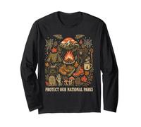Protect Our National Parks Witch Campfire Halloween Spooky Long Sleeve T-Shirt