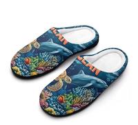Protect Our Ocean Mens Slippers Slip On Comfortable Fleece Cotton House Shoes Winter