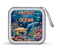 Protect Our Ocean Portable CD Case Holder 48 Capacity Travel DVD Storage Boxs Wallet Bag
