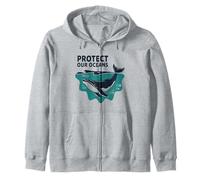 Protect Our Oceans Marine Conservation Sustainability Theme Zip Hoodie