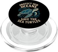 "Protect Our Oceans Save The Sea Turtles" Marine Life Animal PopSockets PopGrip for MagSafe