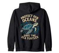 "Protect Our Oceans Save The Sea Turtles" Marine Life Animal Zip Hoodie
