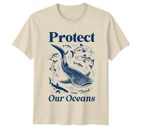 Protect Our Oceans Whale Shark Ocean Conservation Environment Mens T-Shirt Womens Graphic Tee Marine Life Awareness Top M