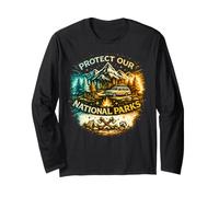 Protect Our US 59 National Parks Preserve Camping Hiking Long Sleeve T-Shirt