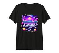 Protect Our Water Synthwave Dolphin 80s Ocean Conservation Premium T-Shirt