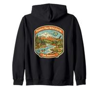 Protect Our Wild Earth Retro Park Badge Earth Day Zip Hoodie