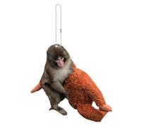 Protect Punch The Monkey Car Hanging Ornament, 2D Acrylic Monkey Holding Plush Toy Mirror Pendant Holder for Backpack Purse Car (A)