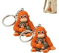 Protect Punch The Monkey Keychain, 2026 New 3D Cute Monkey Holding Plush Toy Hanging Keychain,Funny Monkey Hugging Monkey Keychain for Backpack Purse Car Keys Gift (B-2 Pcs)