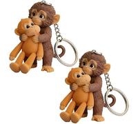 Protect Punch The Monkey Keychain, 2D Cute Monkey Holding Arcylic Hanging Keychain for Backpack Purse Car Keys Gifts (Multicolor*2)