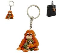Protect Punch The Monkey Keychain, 2D Punch Monkey Plush Keychain, Cute Monkey Holding Plush Toy Hanging Keychain, Large Orangutan Plush Keychain Pendant for Backpack Purse Car Keys Gift (Style-A)