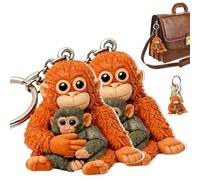 Protect Punch The Monkey Keychain,3D Cute Monkey Holding Plush Keychain,Stuffed Animals MonkeyKeychain for Backpack