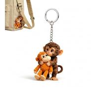Protect Punch The Monkey Keychain, 3D Cute Monkey Holding Plush Toy Hanging Keychain for Backpack Car Keys Gift