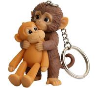 Protect Punch The Monkey Keychain, 3D Cute Monkey Holding Plush Toy Hanging Keychain for Backpack Purse Car Keys,B,1PC