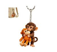 Protect Punch The Monkey Keychain, 3D Cute Monkey Holding Plush Toy Hanging Keychain for Backpack Purse Car Keys Gift