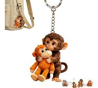 Protect Punch The Monkey Keychain, 3D Punch Monkey Plush Keychains,CuteMonkey Holding Plush Toy, for Backpack Purse Car Keys