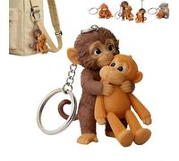 Protect Punch The Monkey Keychain, 3D Punch Monkey Plush Keychains,CuteMonkey Holding Plush Toy, for Backpack Purse Car Keys