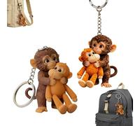 Protect Punch The Monkey Keychain | 3D Resin Baby Punch Monkey Holding Plush Toy | Japanese Macaque Bag Charm, Gift for Kids