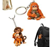 Protect Punch The Monkey Keychain | 3D Resin Baby Punch Monkey Holding Plush Toy | Japanese Macaque Bag Charm, Gift for Kids