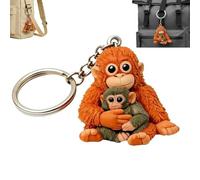 Protect Punch The Monkey Keychain | 3D Resin Baby Punch Monkey Holding Plush Toy | Japanese Macaque Bag Charm, Gift for Kids
