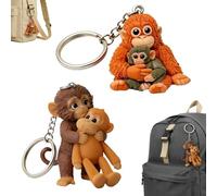 Protect Punch The Monkey Keychain | 3D Resin Baby Punch Monkey Holding Plush Toy | Japanese Macaque Bag Charm, Gift for Kids