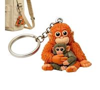 Protect Punch The Monkey Keychain, Cute Monkey Holding Plush Toy Hanging Keychain for Backpack Purse Car Keys Gift