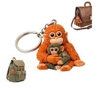 Protect Punch The Monkey Keychain, Cute Monkey Holding Plush Toy Keychain, Parent & Baby Monkeys Keyring, Large Orangutan Plush Keychains Pendant, Novelty Gifts for Kids & Adults (1pcs Acrylic)