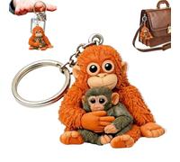Protect Punch The Monkey Keychain,Cute Parent & Baby Monkey Keyring,3D Punch Monkeys Plush Keychain,Positive MonkeyKeyring, Soft Stuffed Animal Keyring for Backpack Purse Car Keys,Monkeys Gifts