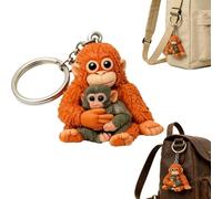 Protect Punch The Monkey Keychain, Cute Parent & Baby Monkey Keyring, Soft Large Orangutan Plush Animal Key Chain for Bag Backpack Car Keys, Novelty Gift for Kids & Adults UK