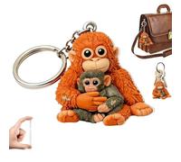 Protect Punch The Monkey Keychain with Name, 2D Acrylic Punch Monkey Keyring, Cute Monkey Holding Plush Toy Keychain for Bag