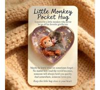 Protect Punch The Monkey Pocket Hug - Heart Shaped Acrylic Token with Card | Cute Little Monkey Hugging Toy Companion | Emotional Support Gift for Friends, Family, Thinking of You Keepsake
