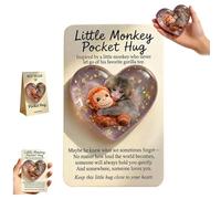 Protect Punch The Monkey Pocket Hug,Punch Monkeys Companion,Little Monkey Pocket Hugs with Cards,Cute Heart Shape Punchs Figurine,Monkeys Hugging Emotional Support Thoughtful Gifts for Friends Family