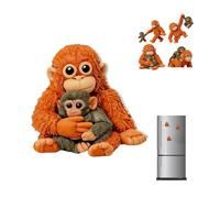 Protect Punch The Monkey Refrigerator Magnets,Punch Monkey Plush Refrigerator Magnets,2D Cute Monkeys Holding Plush Toy Acrylic Ornament,Monkeys Hugging Emotional Thoughtful Gifts for Friends Family