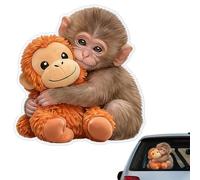 Protect Punch The Monkey Sticker,Cute Monkey Holding Plush Toy Sticker,Large Walking Monkeys Plush Stickers,Waterproof Vinyl Decal Stickers for Cars Trucks Laptop Water Bottle Phone Car Room Decor