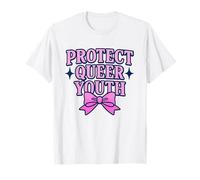 Protect Queer Youth Bold Varsity Bow Design T-Shirt