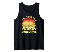 Protect The Chubby Unicorns Save Rhino Retro Vintage Sunset Tank Top