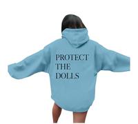 Protect The Dolls Hooded Hoodies for Women Workou Graphic Preppy with Hood Clothes Trendy Casual Sweatshirts Y2K Gothic Aesthetic Fashion Fall 2025 Soft Western Backwoods Essential Sky Blue